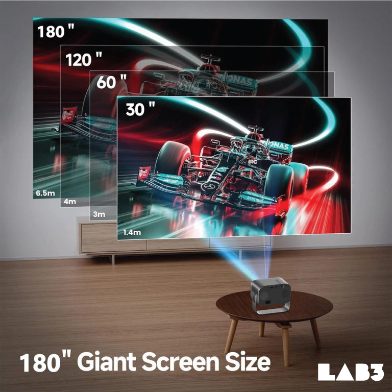 LAB3 Float Android Bluetooth HDMI USB Built-in Speakers Screen Mirroring Projector Gun Metal Grey