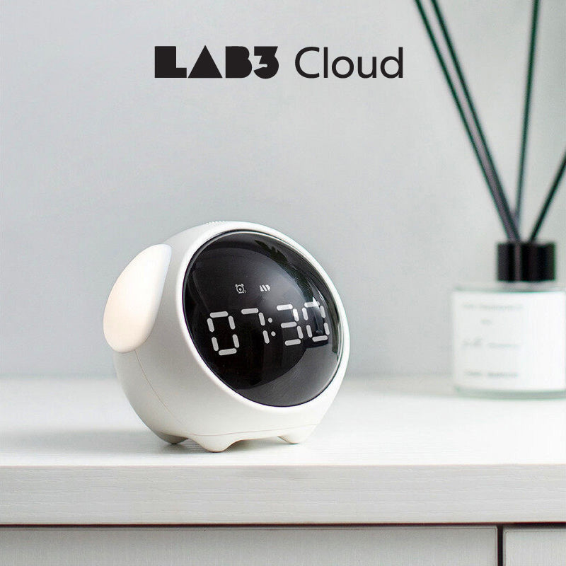 LAB3 Cloud Emoji Alarm Clock Cute Expression Voice Control Night Light Pixel Alarm Clock Child Bedside White