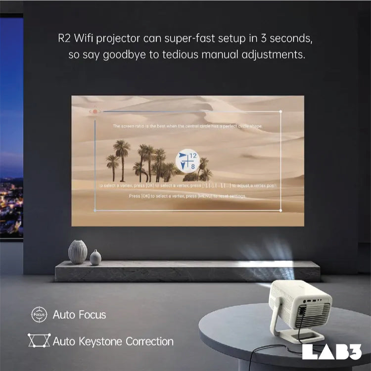 LAB3 Float Pro Projector 4K 4000 lumen Ray Short throw Smart Mini Android Screen Mirror Cinema Mini Projector Beige