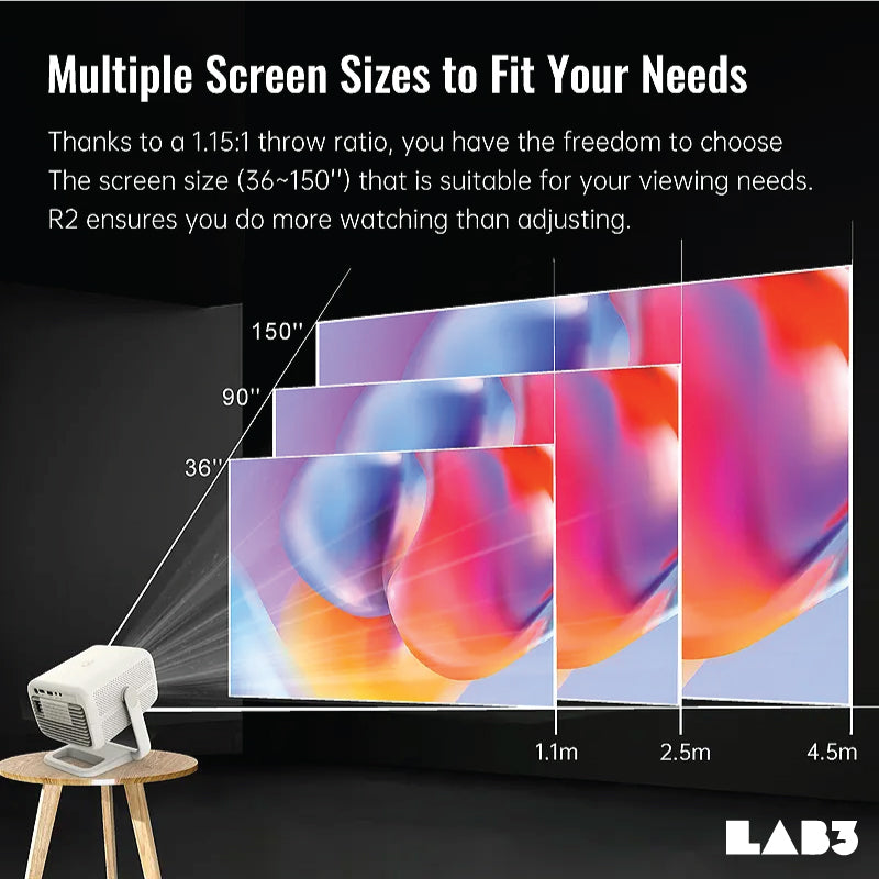 LAB3 Float Pro Projector 4K 4000 lumen Ray Short throw Smart Mini Android Screen Mirror Cinema Mini Projector Beige