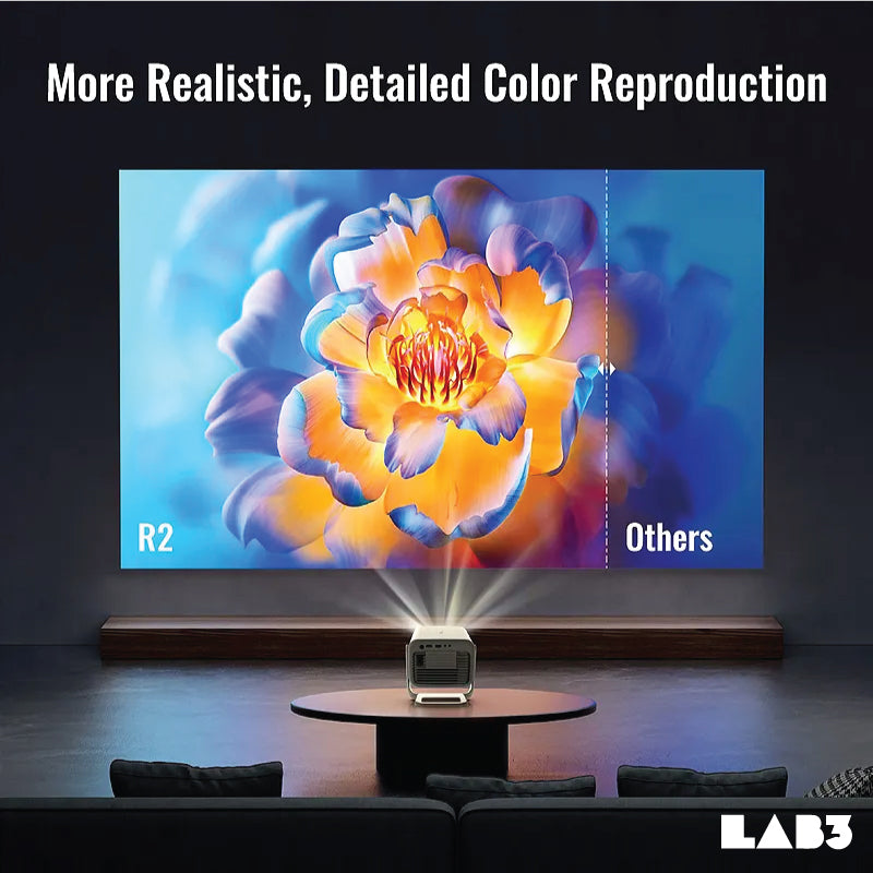 LAB3 Float Pro Projector 4K 4000 lumen Ray Short throw Smart Mini Android Screen Mirror Cinema Mini Projector Beige